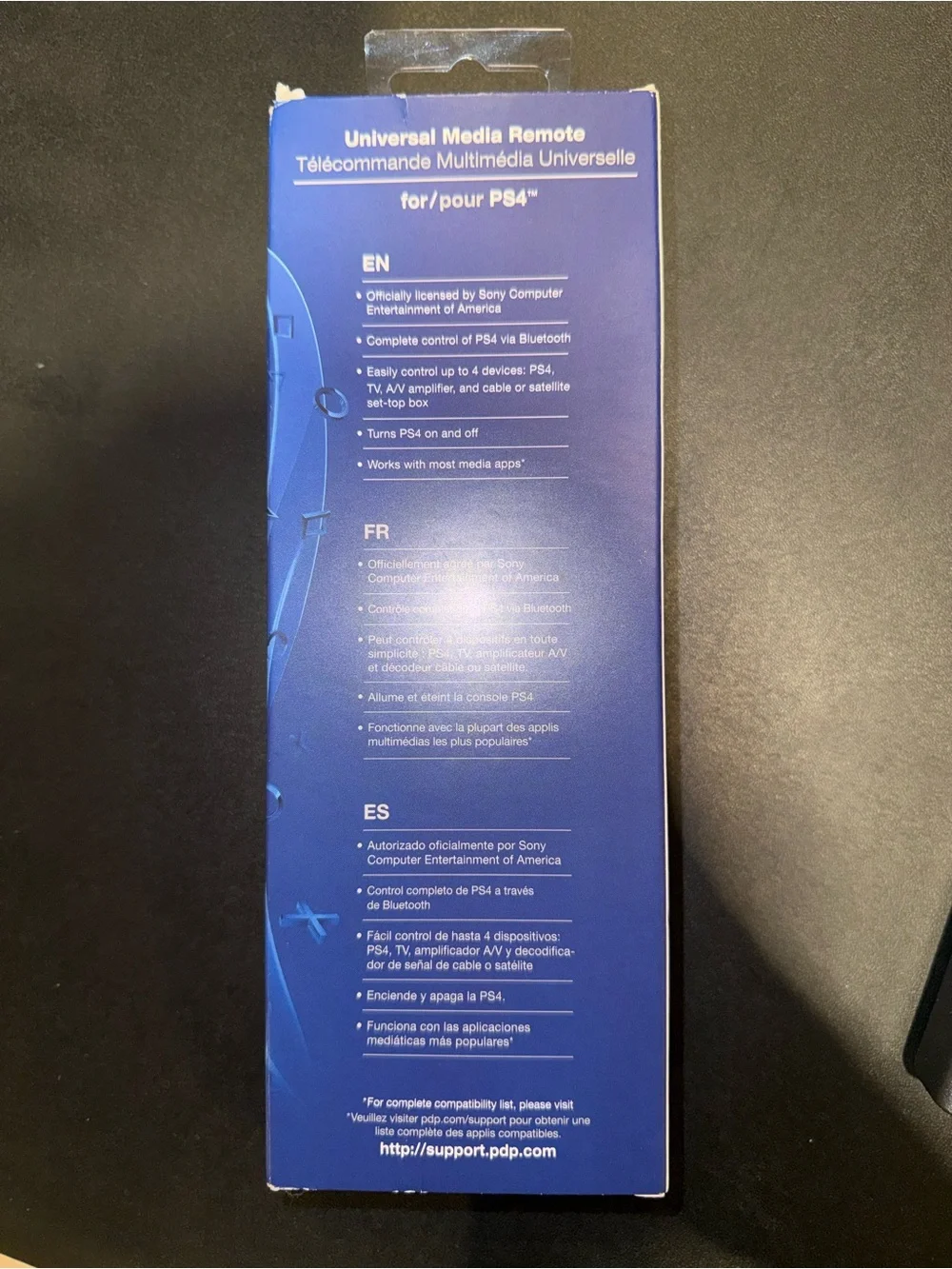 Sony PlayStation PS4 Universal Media Remote in Black and Blue Packaging